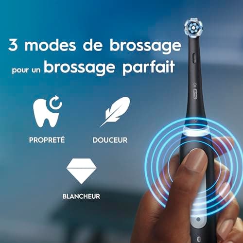 Oral-B iO 3 Brosse A Dents Electrique Noire, Pour Adultes, Modes De Nettoyage Avec Blancheur, Doux Pour Les Gencives, Capteur De Pression, Brossette Oral B De Rechange, Chargeur, Porte-Brossettes - Image 9
