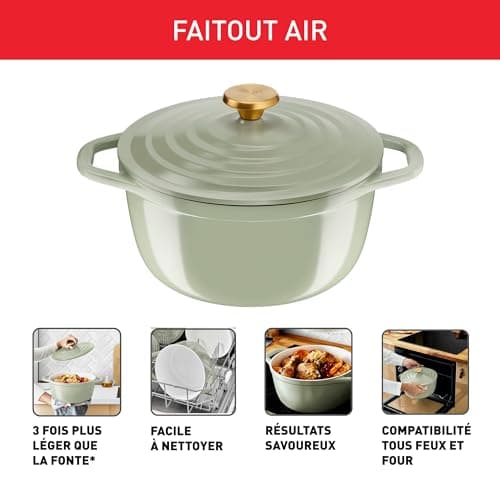 Tefal Cast aluminium casserole 24 cm, 4-5 persons, Induction, Lightweight cast aluminium, Easy cleaning, Ceramic coating, Condensation lid, Oven, Air Soft Light E2664625 - Image 4