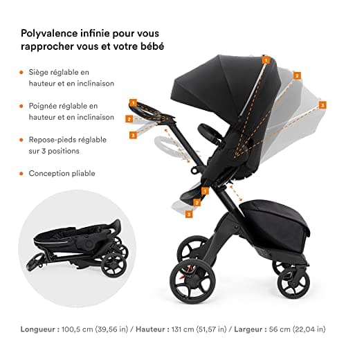 Stokke Xplory X Grey Deluxe Stroller - Adjustable for Baby and Parents' Comfort - Padded, Harness and Reflective Zip for Safety - Folds in a Flash - Image 6