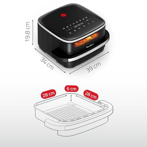 Moulinex Easy Fry XL Surface & Pizza 4L, Air fryer, Extra large cooking surface, Compact, Viewing window, Black, AL4018F0 - Image 4