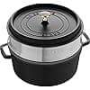 STAUB Cast Iron Round Casserole Dish with Steamer 24cm Black - Image 2