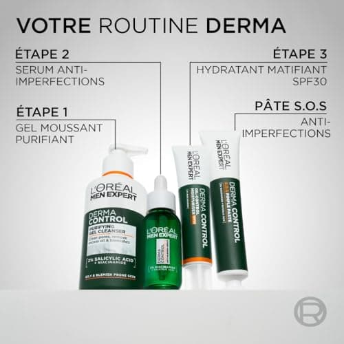 L'Oréal Men Expert Anti-Blemish Routine - Purifying Foaming Gel + Serum - Enriched with Salicylic Acid & Niacinamide - Derma Control - 260 ml + 30 ml - Image 7