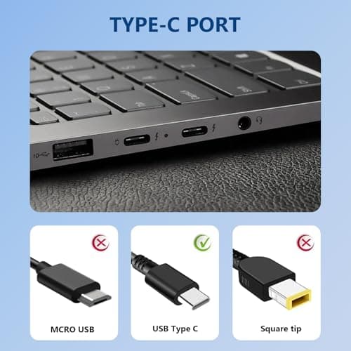 YBXYJQT 65W USB C Fast Charger Compatible with Lenovo Thinkpad X1 Carbon, T14, T15, T480, T490, T580, T590, E480, E490,Chromebook C330, S330, 100e, 300e, 500e,Yoga 720,910,920 Portable Adapter - Image 8