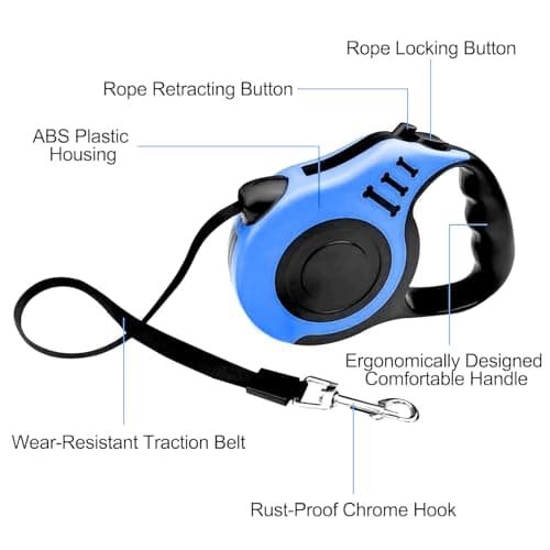 Retractable Dog Lead, 5 m Stable and Adjustable Retractable Dog Lead, 360° with Non-Slip Handle, Flexible for Training and Walking - Image 7