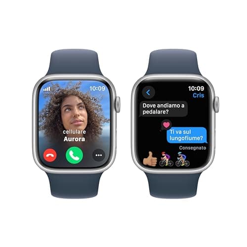 Apple Watch Series 9 [GPS + Cellular, 45mm] Silver Aluminium Case with Storm Blue Sport Strap, M/L (Refurbished) - Image 5