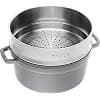 STAUB Enamelled Cast Iron Casserole Dish with Lid and Steam Basket, Suitable for All Heat Sources Including Induction, 4 to 5 People, Round, 26 cm, 5 L, 7.2 kg, Graphite Grey - Image 3