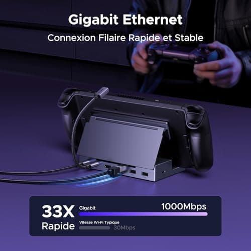 UGREEN 6 in 1 Docking Station Compatible with Steam Deck OLED Switch 2 ROG Ally X Legion Go Dock USB C HDMI 4K 120Hz VRR FreeSync G-Sync Gigabit Ethernet Adapter 3 Data Ports 5Gbps PD 100W - Image 8