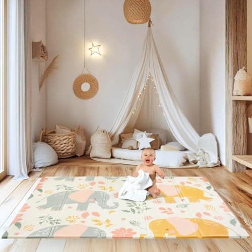 Mamabrum Double Sided Foldable Baby Foam Play Mat – 180 x 120 x 1 cm, Children's Play Mat, Exotic Elephants/Soft Grey, Non-Slip, Waterproof - Image 3