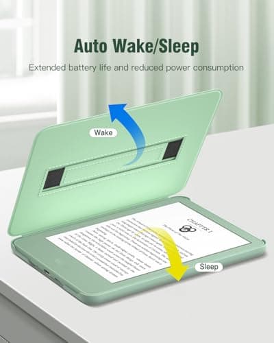 MoKo Case for 6 Inch All-New Kindle (11th Generation - 2024/2022), Lightweight Shell Cover with Handle Strap Auto Wake/Sleep for Kindle 11th Generation 2024 e-Reader, Agave Green - Image 7