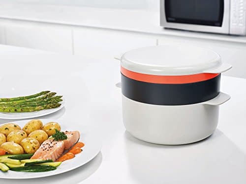 Joseph Joseph - M Cuisine - Set of 4 Stackable Microwaves - White Orange and Grey - Image 5
