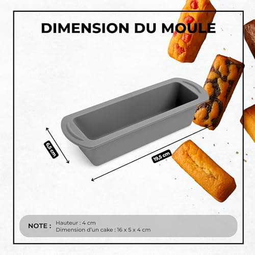 AKENZ - 6 air fryer moulds silicone platinum rectangular mini cakes individual cake pastry compatible with Ninja, Philips, Moulinex double compartments - Image 5