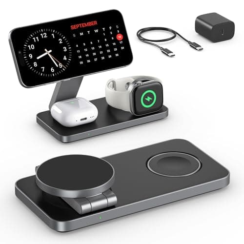 EXW Charging Station for iPhone 17 16 15 14 13 12 Pro/Max/Plus, Apple Watch 9 8 SE 7 6 5 4 3 2, Airpods 2/3/Pro, Charging Dock, Fast Wireless Charger (All Black) - Image 2