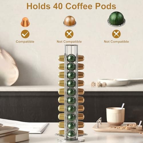 Storage Holder for Nespresso Coffee Capsules, Holders for 40 Black Coffee Capsules, 360 Degree Rotable Coffee Capsule Stands, Capsule Dispenser, Pod Storage Holder - Image 2