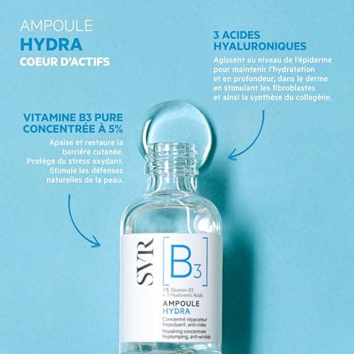 SVR – Hydra Ampoule [B3] – Hydrating Repair Serum – Plumps, soothes and strengthens the skin barrier – For sensitive and dehydrated skin – Niacinamide 5%, 3 Hyaluronic Acids – 30 ml - Image 4