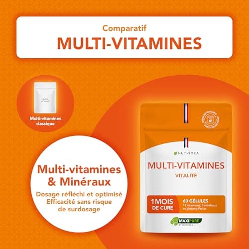Multivitamins and Minerals - With Ginseng - Vitamins A, B1, B2, B3, B5, B6, B8, B9, B12, C, D3, E, Magnesium, Selenium and Zinc - Energy, Vitality, Immunity - Made in France - Nutrimea - Image 7