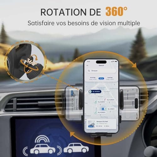 YISH Car Phone Holder 360° Rotation [Upgraded Clip] Mobile Phone Holders for iPhone, Samsung, Google, Sony - Image 3