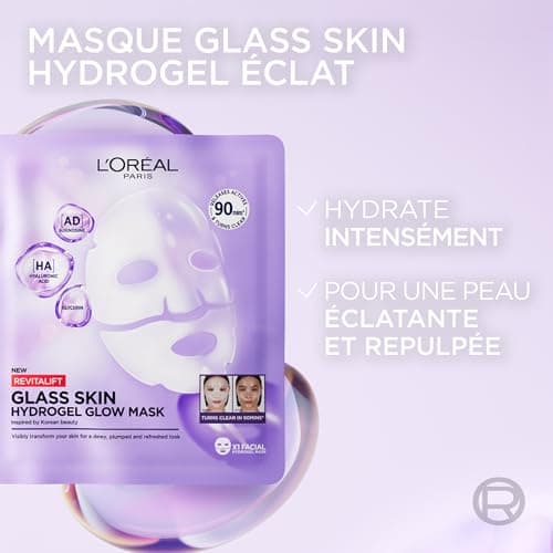 L'Oréal Paris Revitalift Filler Glass Skin Hydrogel Intense Hydration Face Mask with Hyaluronic Acid Inspired by Korean Beauty - Pack of 3 - Image 5