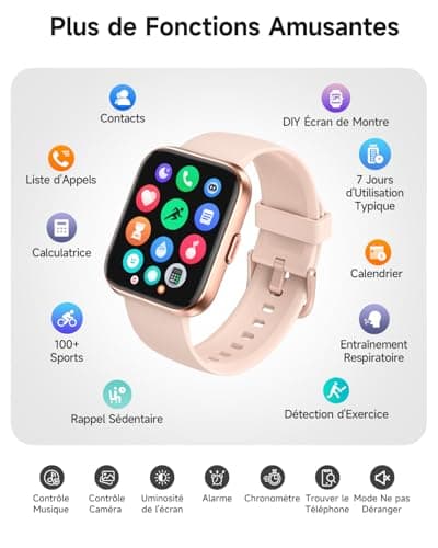 Women's Smart Watch 1.8 Inch AMOLED Smartwatch with Built-In Alexa Call, Smartwatch for 100 Sports Modes, Heart Rate, Sleep, SpO2, IP68 Waterproof Pedometer for Samsung, iOS, Android - Image 7