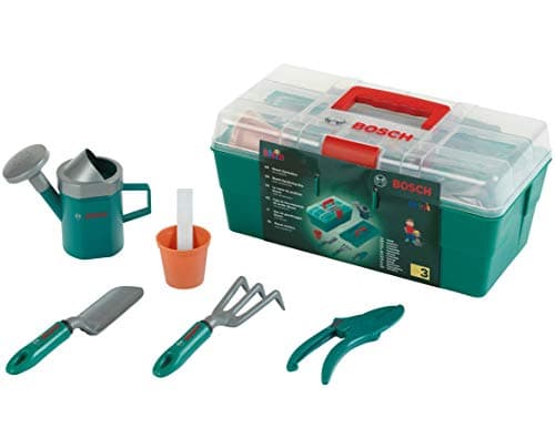 Theo Klein 2791 Bosch Gardening Box Filled – Numerous Accessories: Watering Can, Shovel Short Handle, Rake, Pruning Shears, etc. – Dimensions: 31.8 x 14 x 17 cm – For Children from 3 Years Old - Image 2