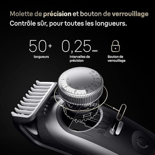 Braun Tondeuse À Barbe Series 9, + 7 Outils De Barbier, Mode PowerBoost, Lame ProBlade, 180 Min D'autonomie, Dégradé, 50 Longueurs, Molette De Précision Et Verrouillage, Étanche, BT9520, Chrome - Image 5