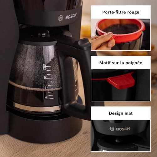 Bosch, Filter Coffee Maker, MyMoment, Removable Water Tank, Glass Jug, Automatic Shut-off, AromaPlus, Anti-Drip Function, Keep Warm, Easy Descaling, Black, TKA3M133 - Image 7