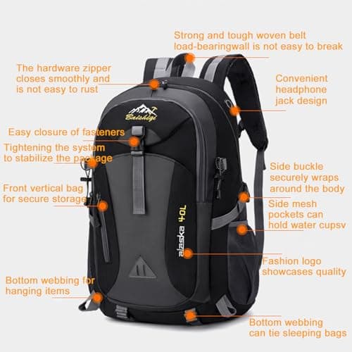 Men's Women's Hiking Backpack, 40L Large Capacity Waterproof Multifunctional Backpack for Trekking, Camping, Sports, Mountaineering, Outdoor Activities - Image 5