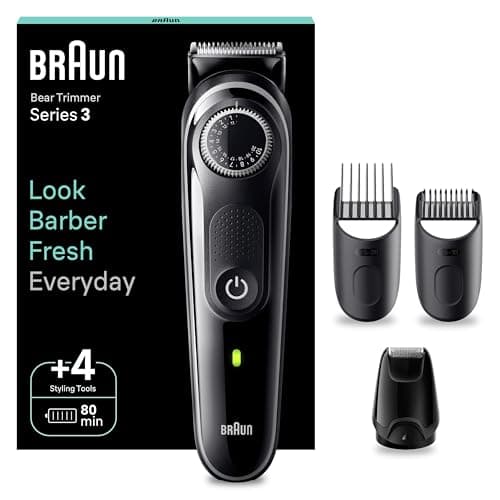 Braun Series 3 Tondeuse Électrique À Barbe Pour Hommes, Avec 4 Outils De Coiffage, Lame Ultra Aiguisée 40 Réglages De Longueur, Rechargeable 80 Min Sans Fil, BT3440 - Image 2