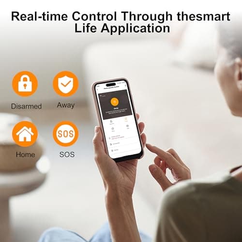 XUK Wireless Alarm System 4G/WiFi, Smart Security Alarm with Door/Window Sensors, Compatible with Alexa/Google Home, 24 Alarm with Siren, 10 Window and Door Sensors, 3 Remote Control - Image 5