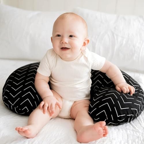Taie d'oreiller d'allaitement en Forme de U avec Un Design Facile à Nettoyer pour Les Nouvelles Mamans, Cette Housse de Coussin d'allaitement Offre Une Surface Douce à (Noir Géométrique) - Image 3