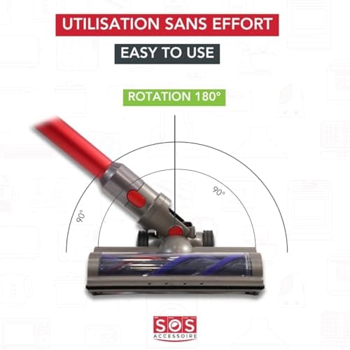 SOS Accessoire Brush Compatible with Dyson V7, V8, V10, V11, V15 Vacuum Cleaners - Direct Drive Cleaning Head with Bright LED - Hard Floors and Carpets - SOS - Image 4