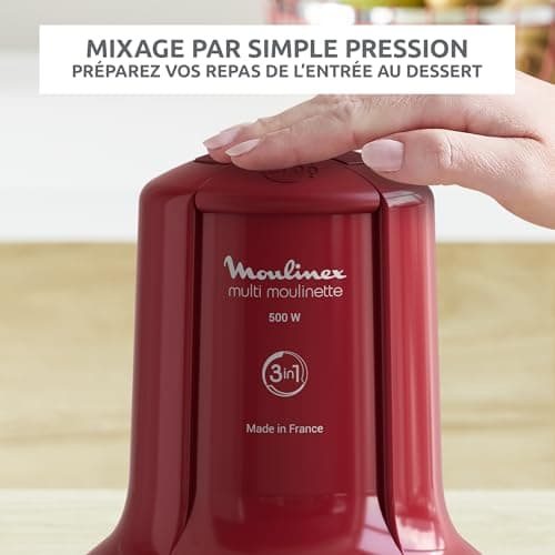 Moulinex 500W 500 ml Electric Chopper Reel Mincer Mincer Chopper Mincer Chopper Chopper Chopper Mincer Chopper Mincer Chopper Mincer Chopper Mincer Mixed 6 Blades 2 Speed Easy to Use Dishwasher Safe Red AT714G3 - Image 4