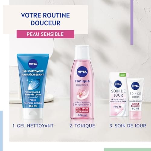 NIVEA - Tonique Douceur - Nettoyant Visage - Elimine Les Impuretés & Tonifie La Peau - Hydrate & Apaise - Huile D'Amande Douce & Hydramine - Vegan - Peaux Sèches & Sensibles - 200 ml - Image 7