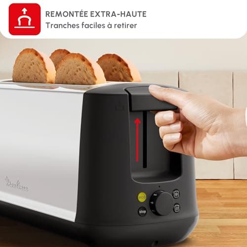 Moulinex Toaster 2 long slots, variable width, 7 browning levels, Stop function, Eco mode, Defrost, Reheat, Crumb tray, Subito Select Inox, LS342D10 - Image 6