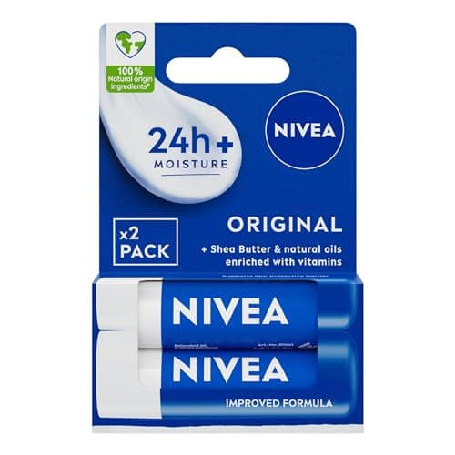 NIVEA Original Care Duo Pack Baume à lèvres (2 x 4,8 g), hydratant pour les lèvres en profondeur pendant 24 h +, ingrédients d'origine 100 % naturelle, beurre de karité et vitamines, soin des lèvres - Image 3