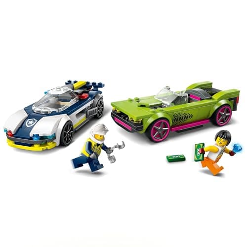 LEGO City La Course-Poursuite entre la Voiture de Police et la Super Voiture, Jouet Imaginatif et de Rôles, Minifigurines d'Agent et Voleuse, Cadeau pour Garçons et Filles Dès 6 Ans 60415 - Image 5