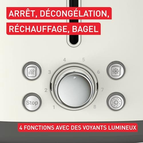 Tefal Collection, Toaster 2 Slots, Retro Stainless Steel Design, Raised Lever, 8 Levels of Gilding, TT720AE0 - Image 6
