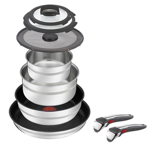 Jamie Oliver by Tefal Ingenio L9769932 9-Piece Set Stainless Steel with 2 Removable Handles, 2 Coated Frying Pans 2 Saucepans and 3 Lids Suitable for Induction - Image 4