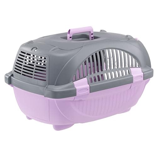 Ferplast Caisse de Transport Chat RIDER, Cage de Transport Chiens Petits et Chats jusqu'à 7 kg, Porte Transparente Antichoc, Fentes d'aération, Boite Panier Transport, 34 x 50,7 x h 30 cm, Rose - Image 5