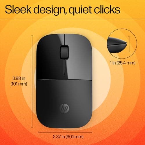 HP Z3700 Slim 2.4GHz Wireless USB Mouse Black with Blue LED Optical Sensor 1200dpi, Up to 16 Months Battery Life - Image 4