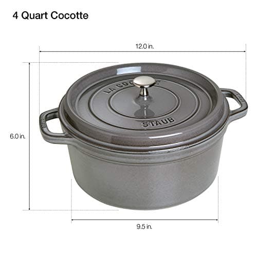 STAUB Cast Iron Casserole Dish Round 24 cm, 3.7 L, Graphite Grey - Image 5