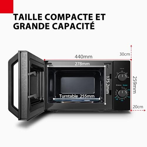 Toshiba MW2-MG20P(BK) 20L Microwave Oven 800W/1000W Grill with Crispy Grill and Combined Cooking Function, 9 Power Levels, LED Bulb, Easy Defrost, Black - Image 3