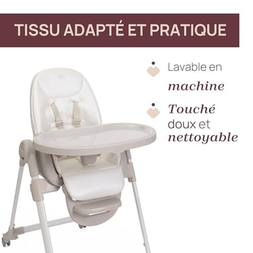 Chicco Polly Armonia Baby Highchair, Evolutionary for Children from 0 Months to 40 kg, 9 Levels of Height, 3 Tilt Positions, Adjustable Footrest, Compact Folding, 4 Wheels, White - Image 6