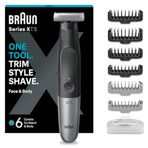 Braun XT5 Series Hybrid Single Blade Beard and Stubble Trimmer Electric Razor for Men Body Grooming Manscaping with Travel Pouch Gifts for Men XT5200 Black Razor - Image 3