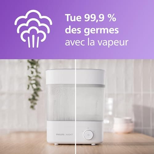 Philips Avent Premium stérilisateur et sèche-biberon, élimine 99,9 % des bactéries, sans produits chimiques, capacité de 6 biberons/tétines/accessoires, modèle SCF293/00 - Image 3