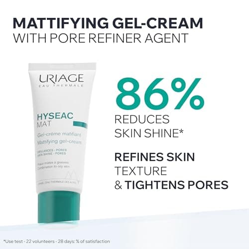 Uriage Hyseac Mat Gel-Crème Matifiant - Réduit la Brillance de la Peau, Absorbe l'Excès de Sébum, Resserre les Pores - Base de Maquillage et Hydratant - Peaux Mixtes à Grasses - Léger et Frais - 40ml - Image 3