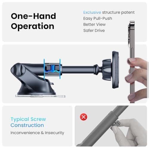 APPS2Car Magnetic Car Phone Holder, Dashboard/Windshield Holder, Car Phone Holder with Adjustable Telescopic Arm, 6 Powerful Magnets for All Mobile Phones - Image 7