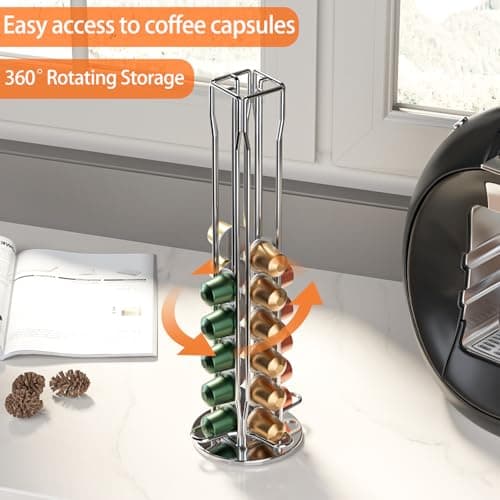 Storage Holder for Nespresso Coffee Capsules, Holders for 40 Black Coffee Capsules, 360 Degree Rotable Coffee Capsule Stands, Capsule Dispenser, Pod Storage Holder - Image 6