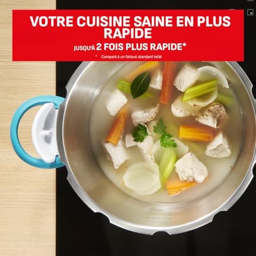 SEB ClipsoMinut' Easy+ 6L, Easy One-Hand Open, Space Saving, Induction Pressure Cooker, Made in France, Stainless Steel Pressure Cooker, Blue P4900716 - Image 4