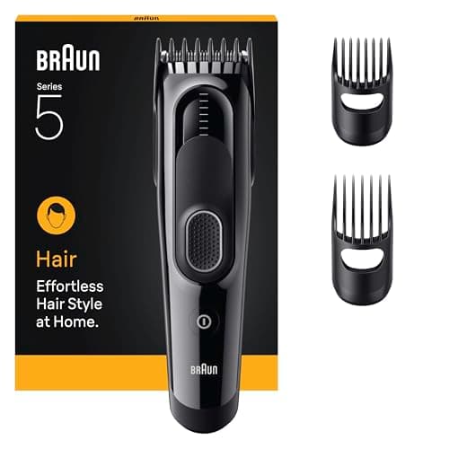 Braun Tondeuse Electrique A Cheveux Series 5 HC5530, Noir, Lavable et Sans Fil, Coffret Avec 3 Sabots et 17 Longueurs Pour Tondre Ou Couper, Lames Affutées, Kit Pour Une Coupe Sans Effort - Image 2
