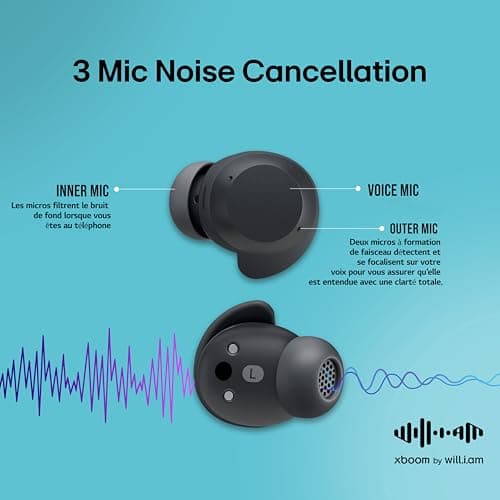 LG, xboom Buds, Wireless Bluetooth Headphones, Bluetooth Headphones, Noise Cancelling, Wireless Headphones, Sports Bluetooth Headphones, In-Ear Earphones, Black - Image 9